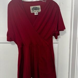 Effie's Heart Women's Tunic Red Top with POCKETS XL